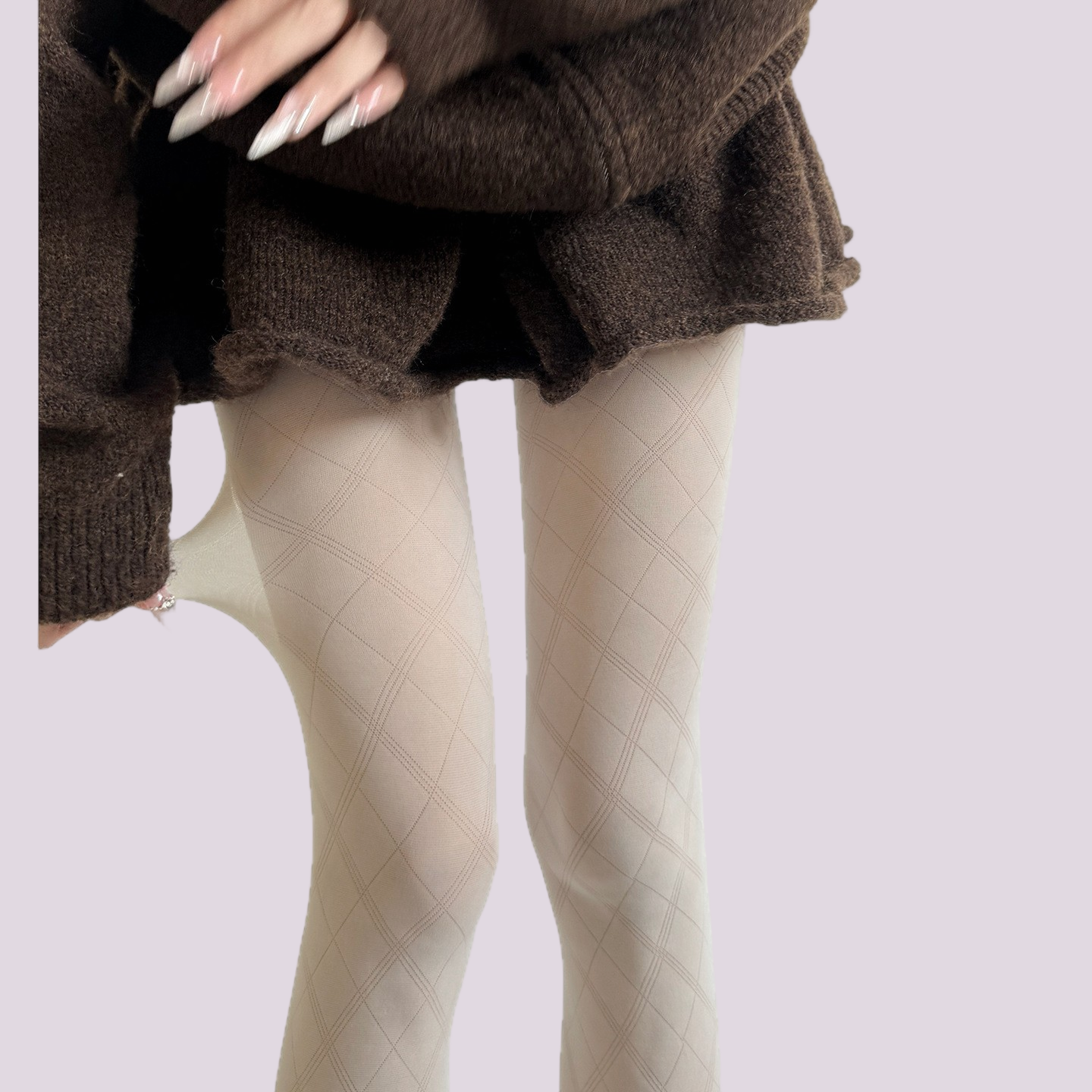 Diamond-Jacquard Pantyhose: Lightweight Shaping for Spring & Autumn