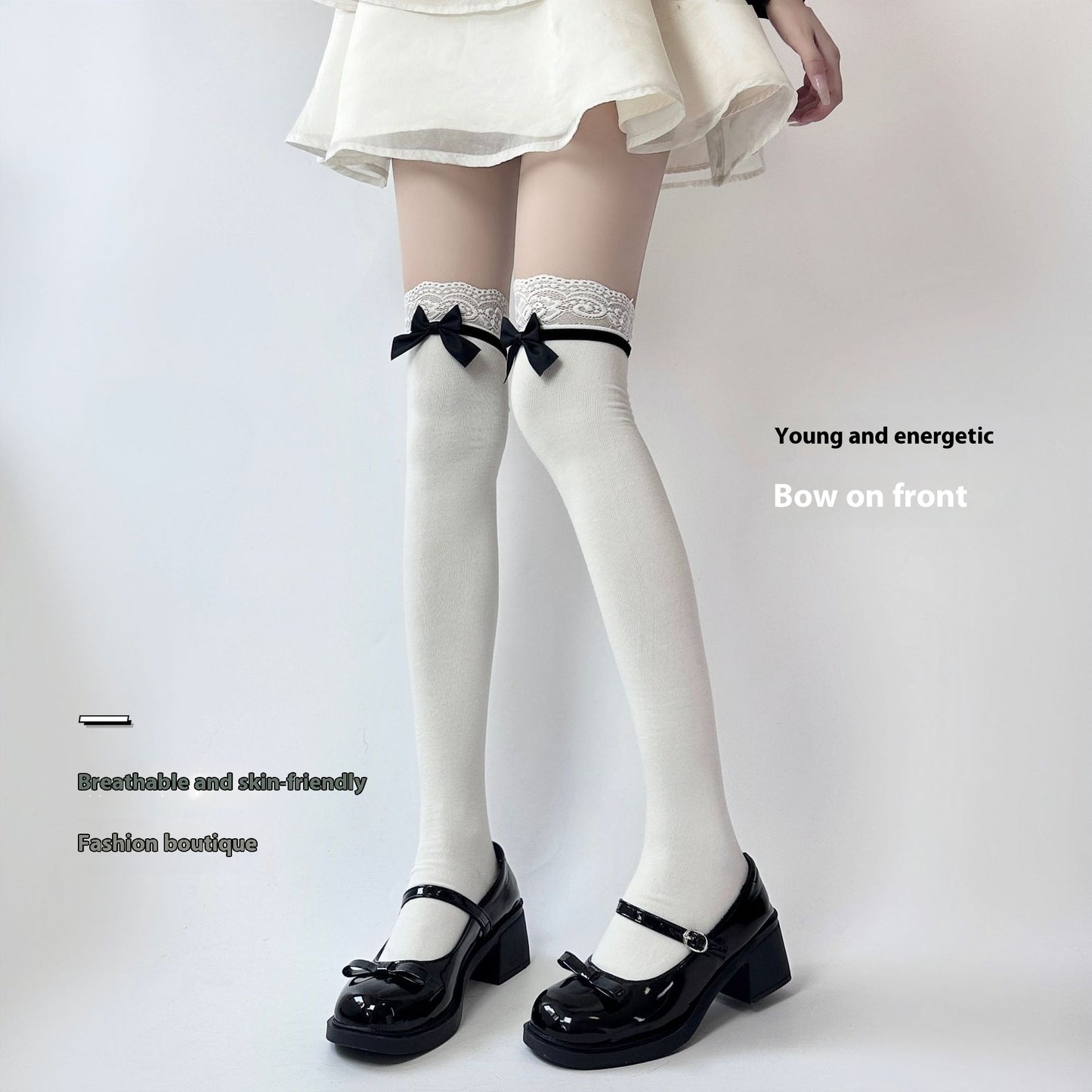 Japanese JK Bowknot Sweet Lace Lolita Mid-Calf Socks