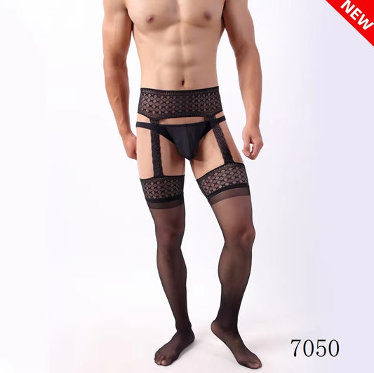 Men's Integrated Suspender Silk Stockings
