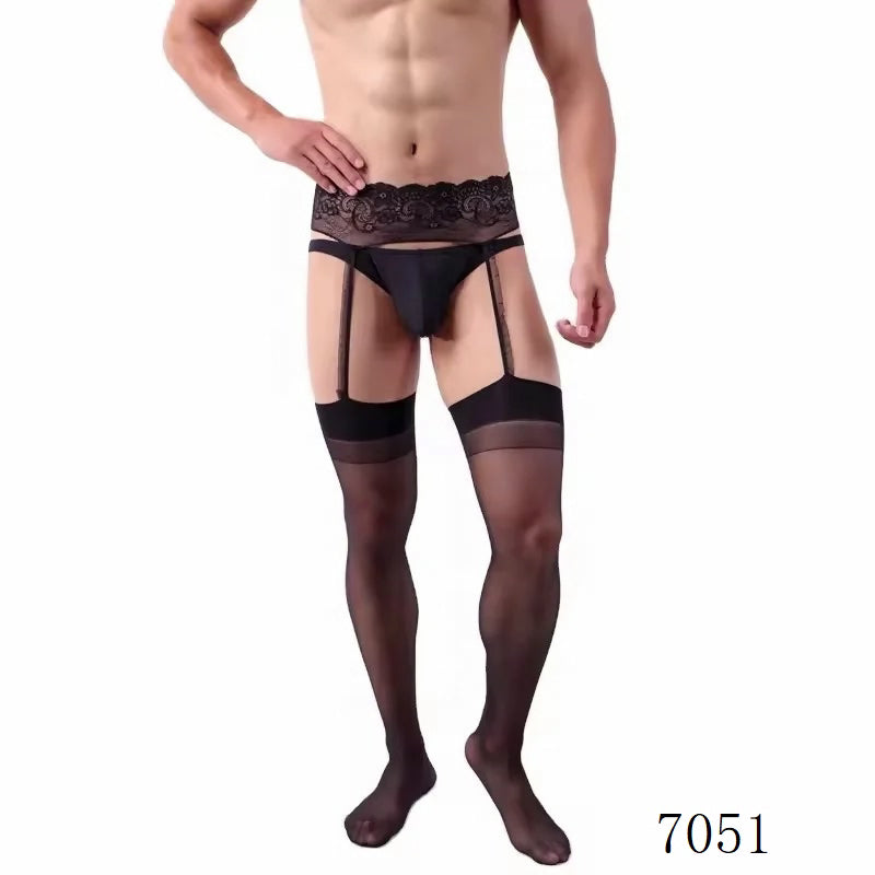 Men's Integrated Suspender Silk Stockings