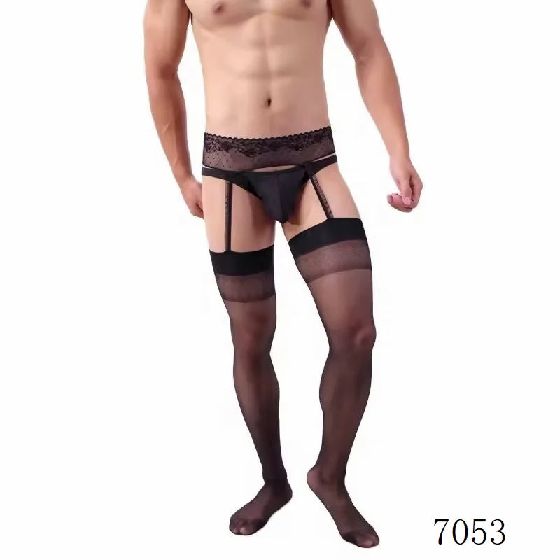 Men's Integrated Suspender Silk Stockings