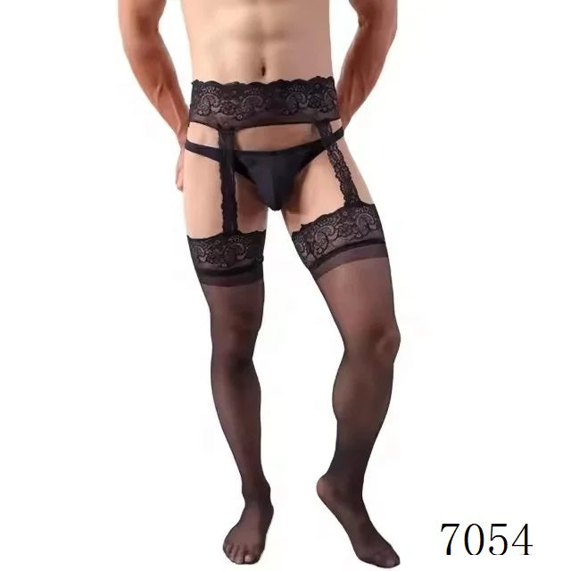 Men's Integrated Suspender Silk Stockings