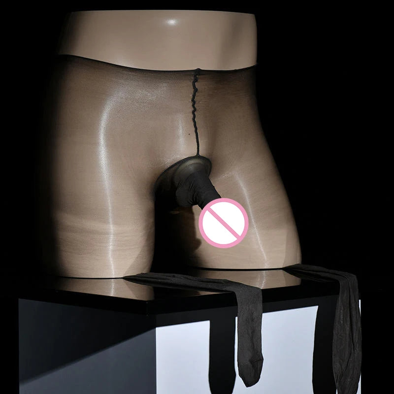 Delicate Men's Oil-Shine Pantyhose