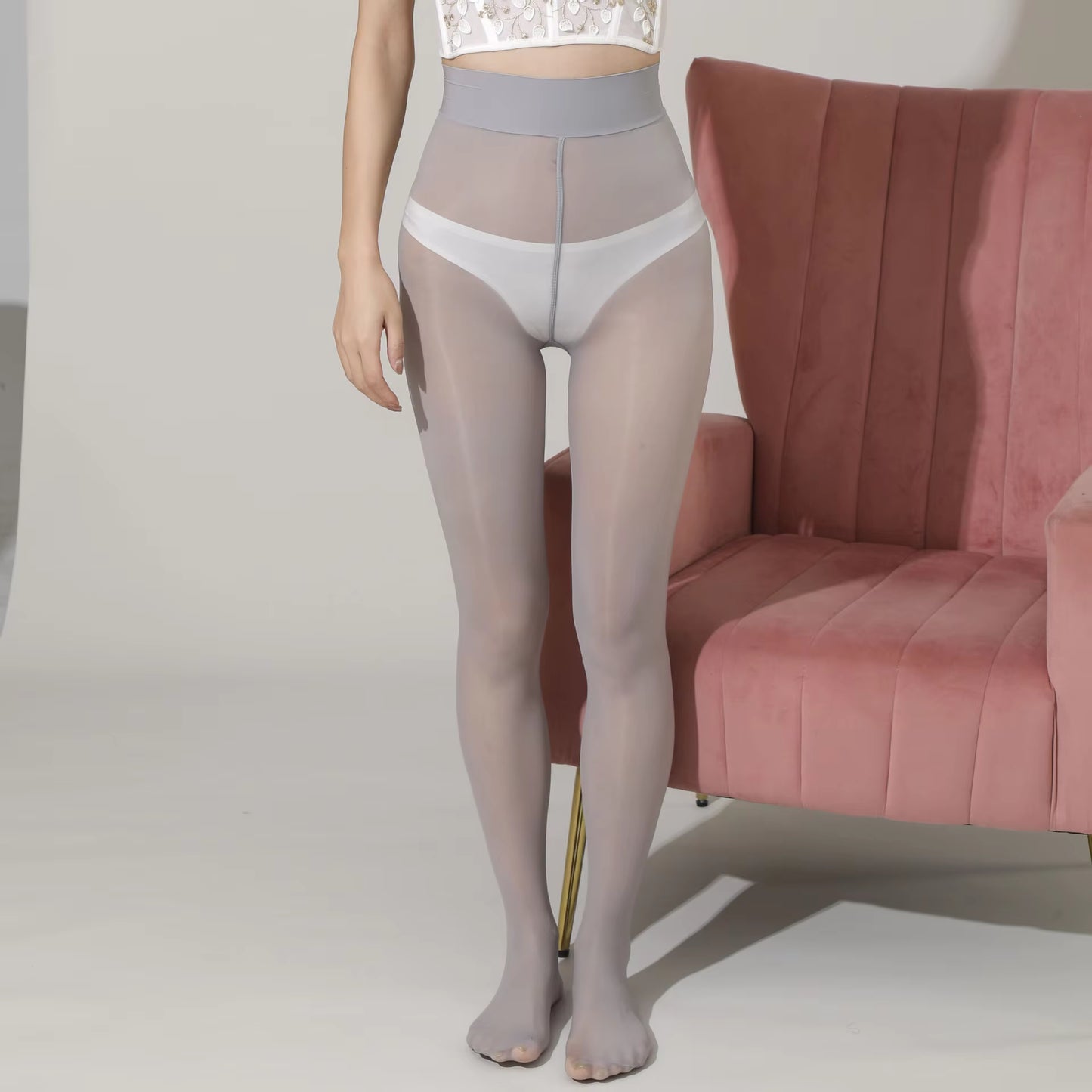 Women's High-Waist Sheer Tights - Silk Comfort, Oil Shimmery Nylons