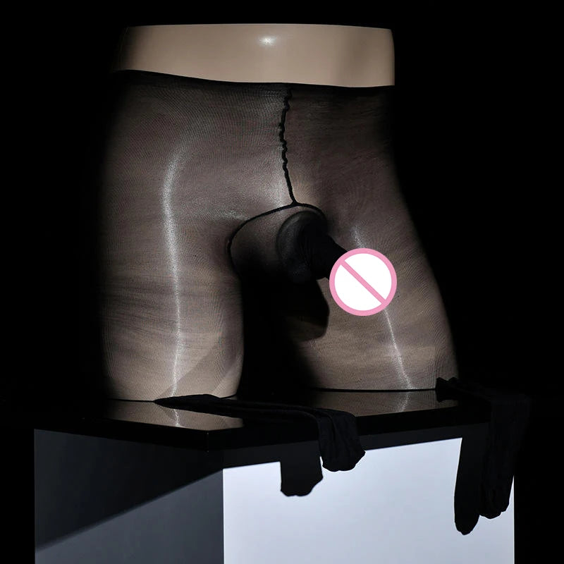 Delicate Men's Oil-Shine Pantyhose
