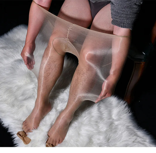 Delicate Men's Oil-Shine Pantyhose