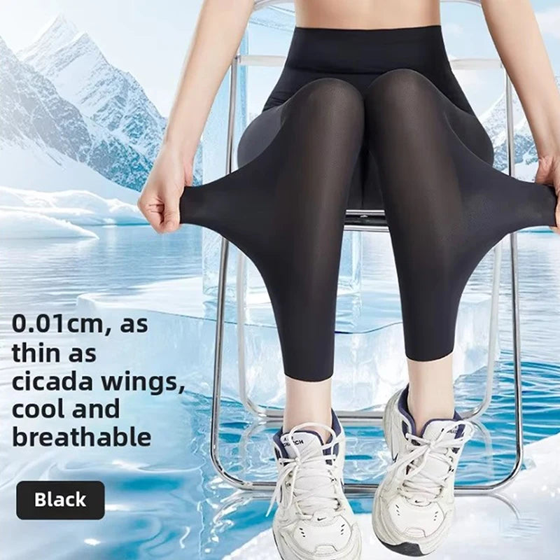 Lightweight Summer Women's Silky High-Waist Leggings - SU