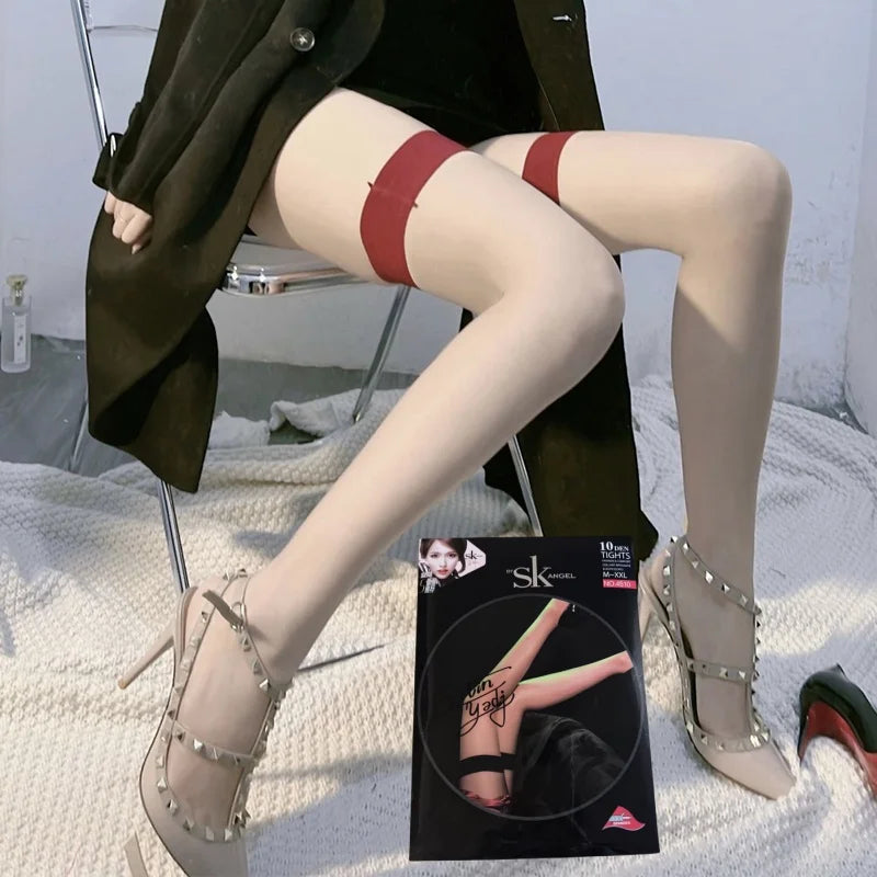 Women’s 10D Sheer Silk-Blend Over-Knee Stockings - SU