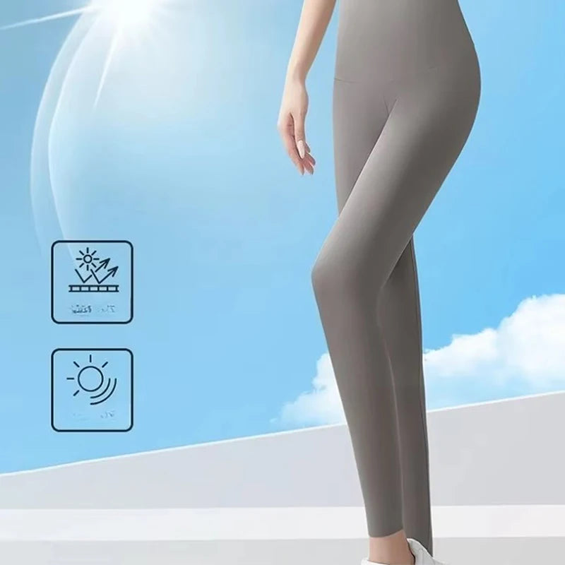 Lightweight Summer Women's Silky High-Waist Leggings - SU