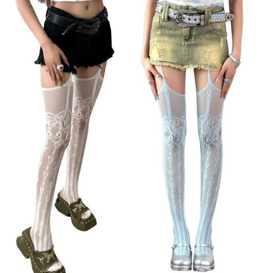 Women's Y2K Gothic Punk Pantyhose - SU