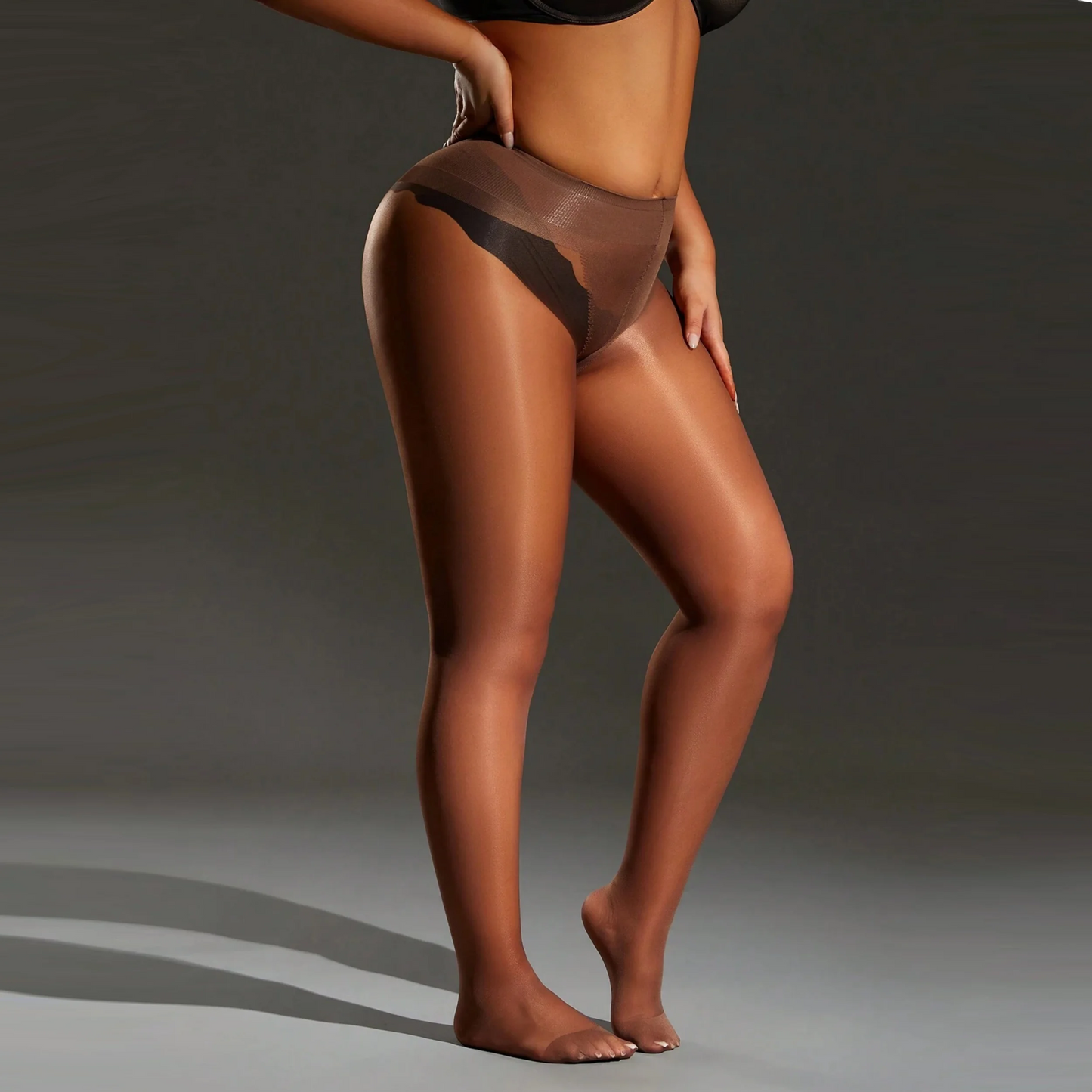 Women's Plus-Size Flesh-Tone Ultra-Thin Silky Pantyhose - SU