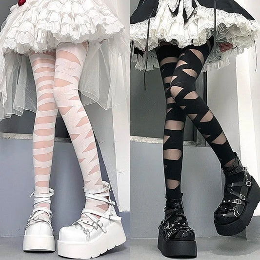 Gothic Cross Bandage Pantyhose for Women - SU