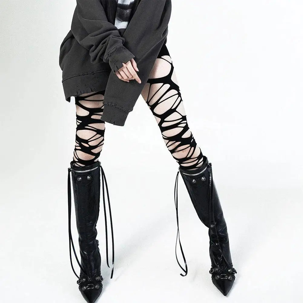 Women’s Y2K Gothic Punk Pantyhose - SU