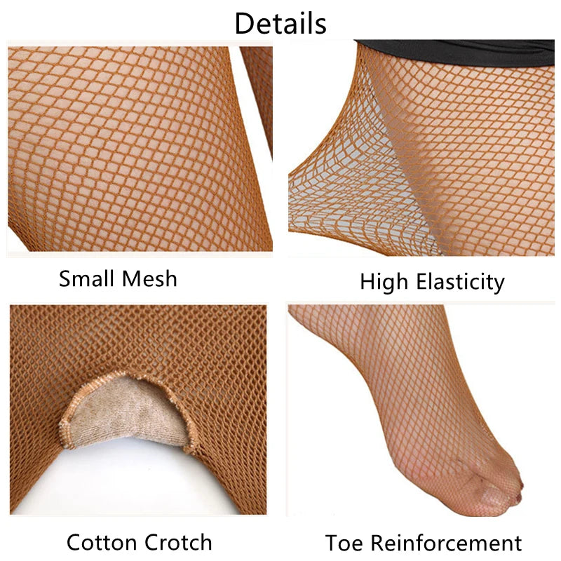 Women’s High-Elasticity Fishnet Pantyhose: Professional Cotton Crotch & Reinforced Toe - SU