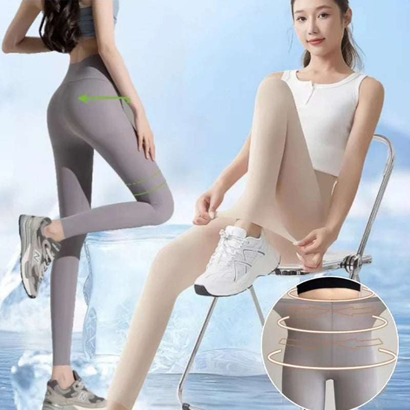 Lightweight Summer Women's Silky High-Waist Leggings - SU