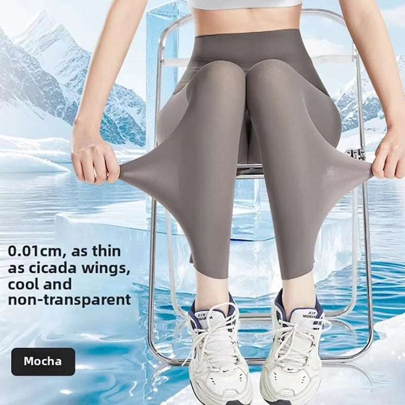Lightweight Summer Women's Silky High-Waist Leggings - SU