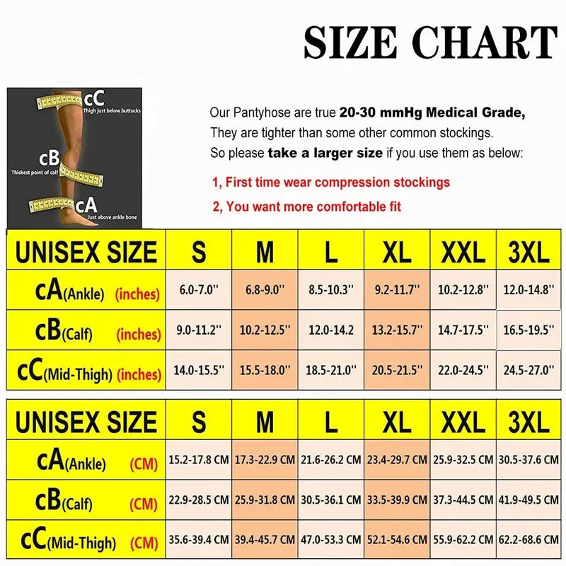 Medical Compression Pantyhose 20-30 mmHg Opaque Support Pantyhose Women Nursing Compression Tights Swelling Varicose Veins Edema- SU
