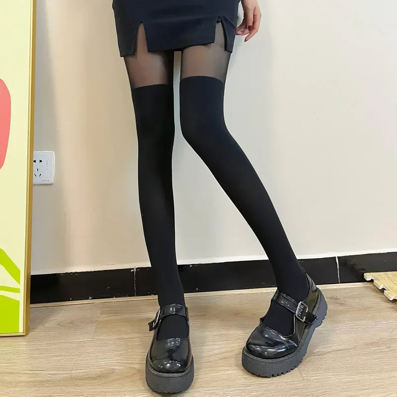 Women's Patchwork Stripe Pantyhose - SU