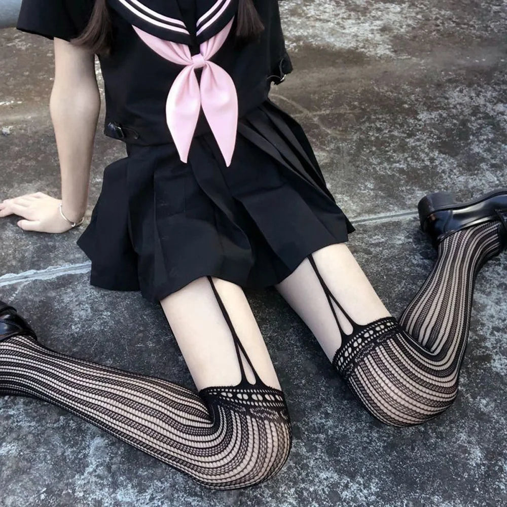 Women's Thigh-High Mesh Stockings - SU