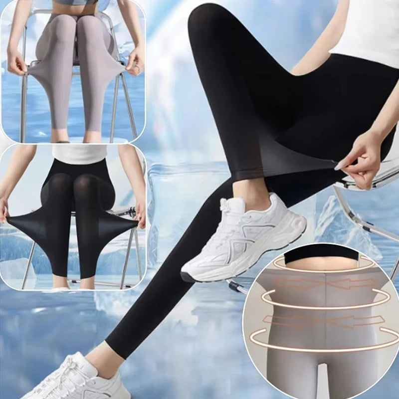 Lightweight Summer Women's Silky High-Waist Leggings - SU