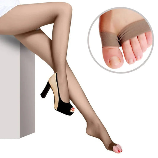 Elegant Sheer Open-Toe Thigh-Highs - SU