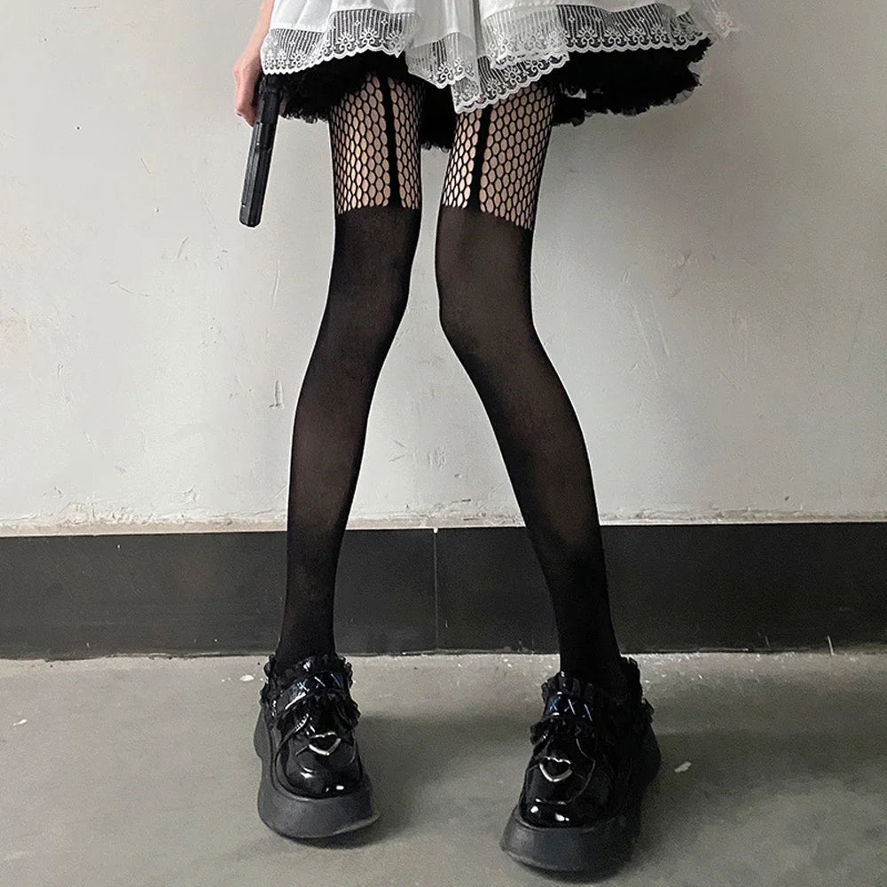 Women's Thigh-High Mesh Stockings - SU