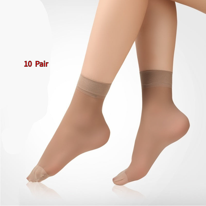 One-Size Velvet Toe-Reinforced Short Tights: Wear-Resistant Nylon Stockings (4 Colors)