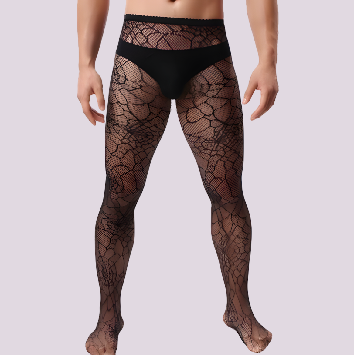Crackle Mesh Men’s Stockings: Polyester Fiber Sheer Legwear