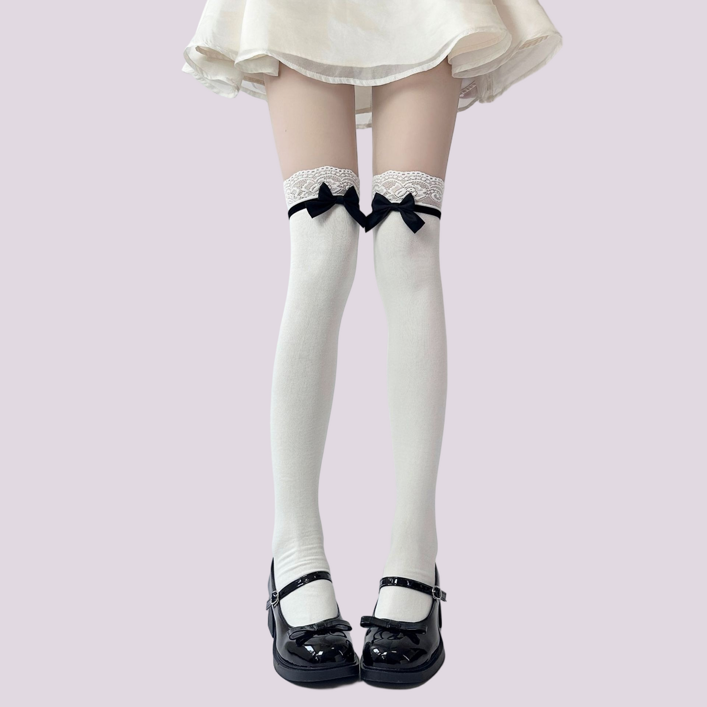Japanese JK Bowknot Sweet Lace Lolita Mid-Calf Socks