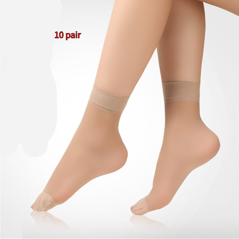 One-Size Velvet Toe-Reinforced Short Tights: Wear-Resistant Nylon Stockings (4 Colors)