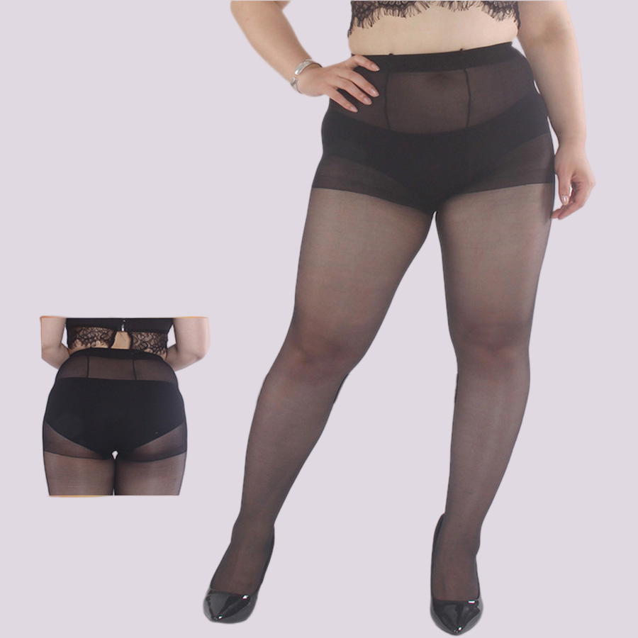 Plus-Size Solid Nylon Sheer Pantyhose