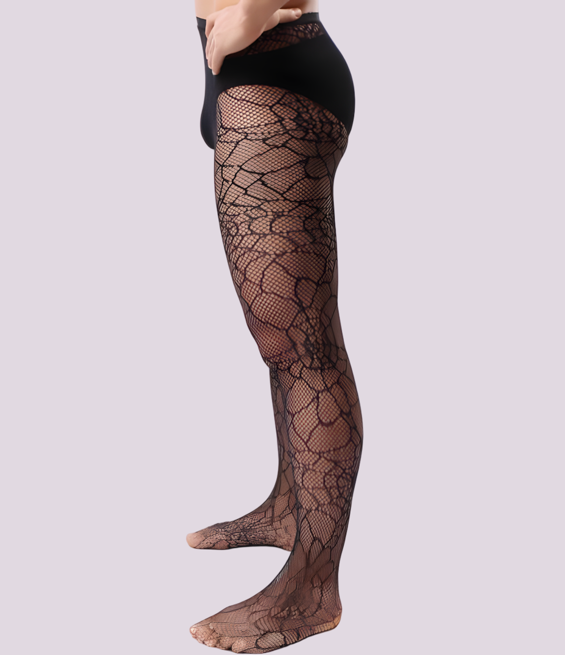 Crackle Mesh Men’s Stockings: Polyester Fiber Sheer Legwear