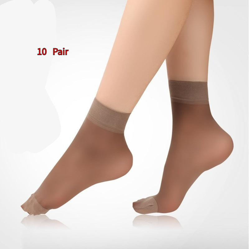 One-Size Velvet Toe-Reinforced Short Tights: Wear-Resistant Nylon Stockings (4 Colors)