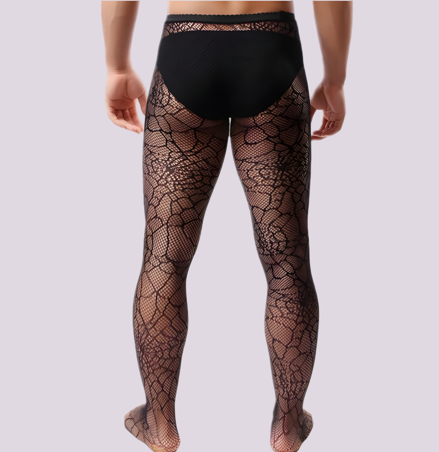 Crackle Mesh Men’s Stockings: Polyester Fiber Sheer Legwear