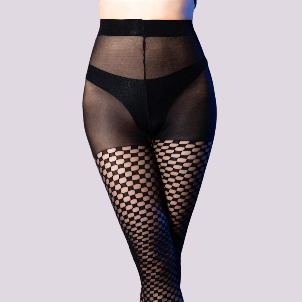 High-Waisted Grid Fishnet Tights: Modern Feminine Allure