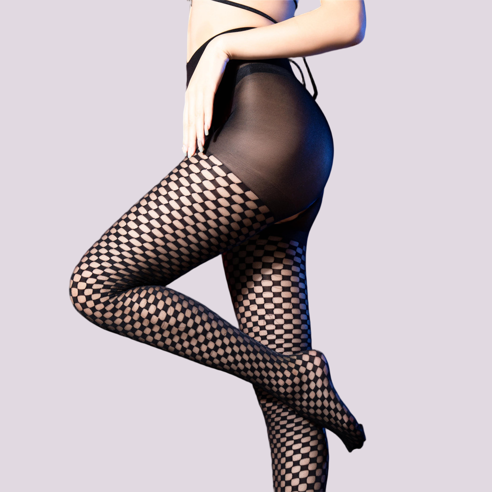 High-Waisted Grid Fishnet Tights: Modern Feminine Allure