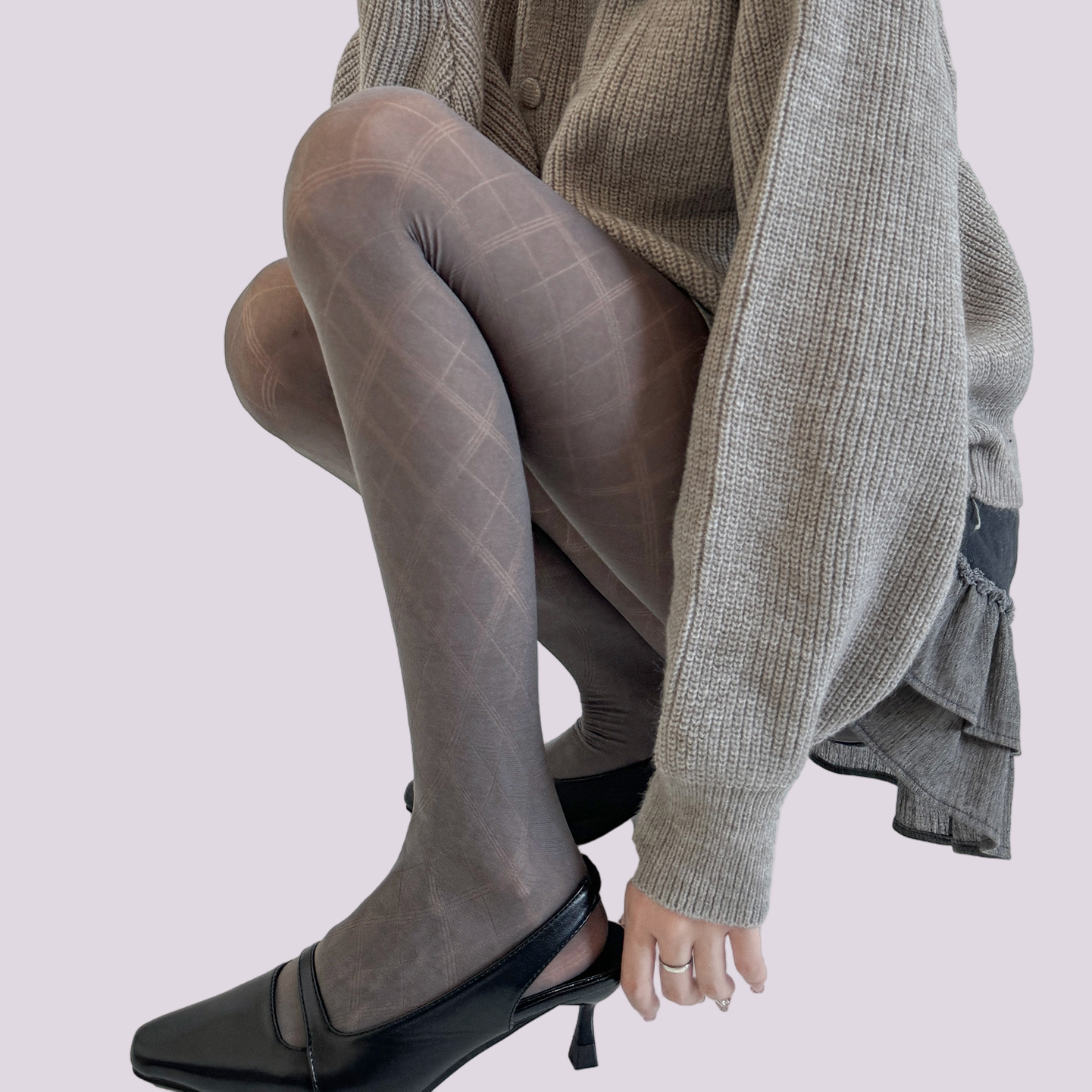 Diamond-Jacquard Pantyhose: Lightweight Shaping for Spring & Autumn