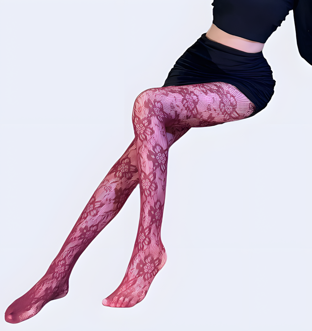 Glamorous Floral Hollow-Out Fishnet Stockings for Women