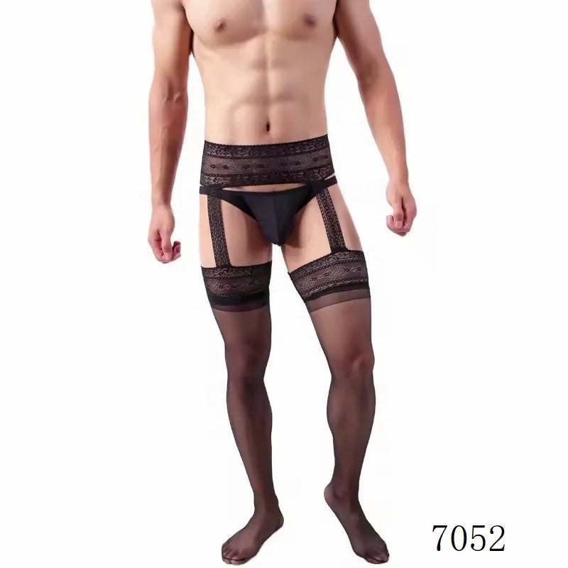 Men's Integrated Suspender Silk Stockings