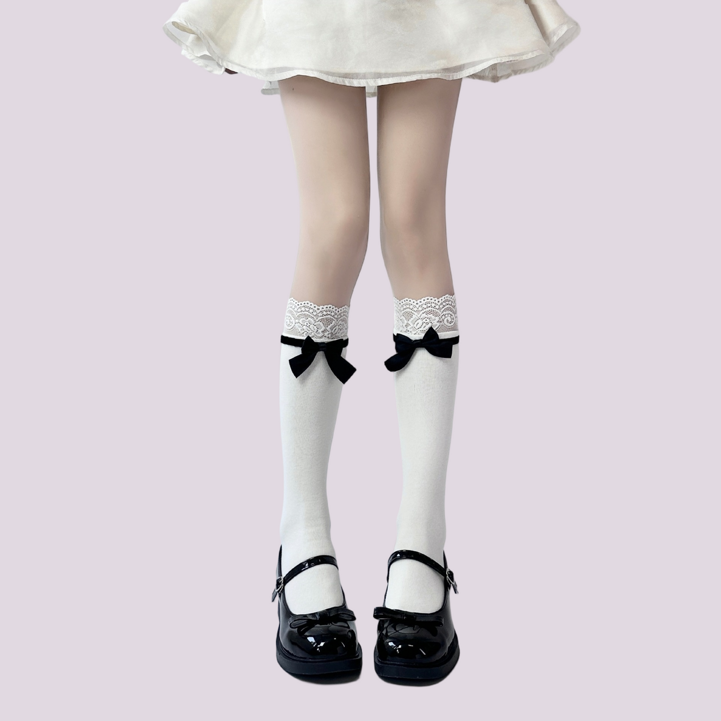 Japanese JK Bowknot Sweet Lace Lolita Mid-Calf Socks