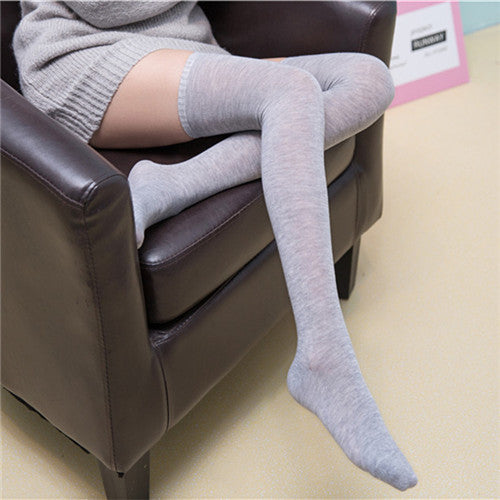 Striped Thigh-High Warm Cotton Stockings for Women