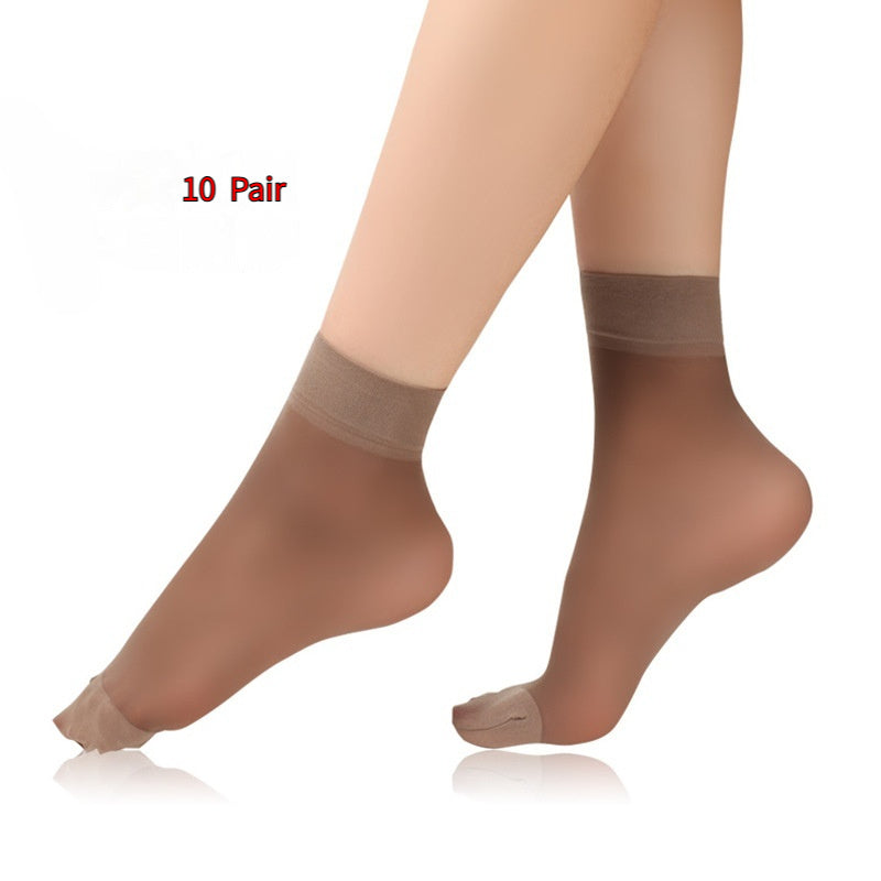 One-Size Velvet Toe-Reinforced Short Tights: Wear-Resistant Nylon Stockings (4 Colors)