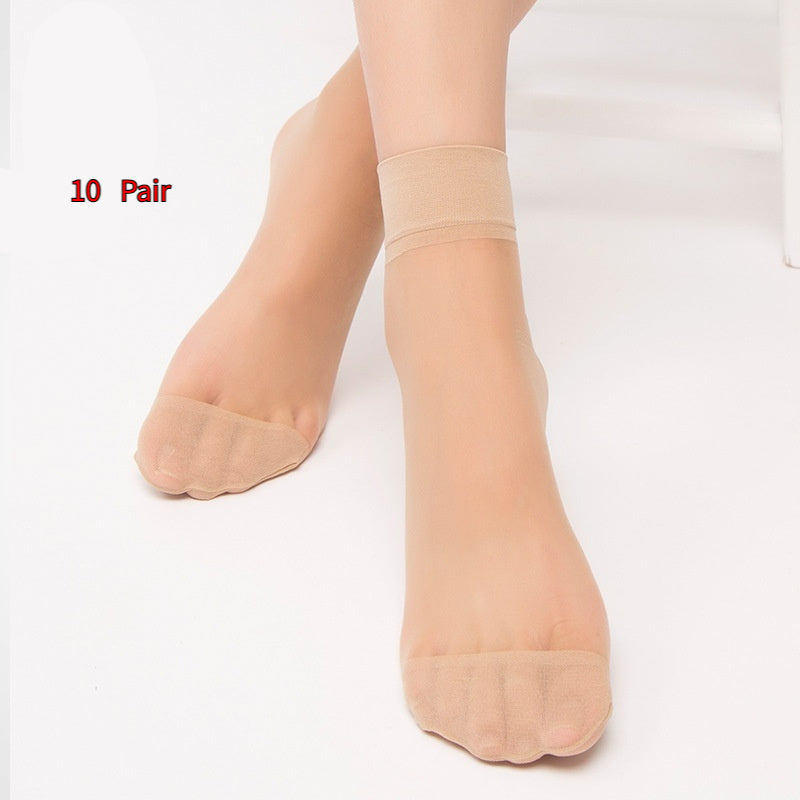 One-Size Velvet Toe-Reinforced Short Tights: Wear-Resistant Nylon Stockings (4 Colors)