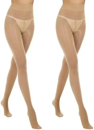 Women's High-Waist Sheer Tights - Silk Comfort, Oil Shimmery Nylons