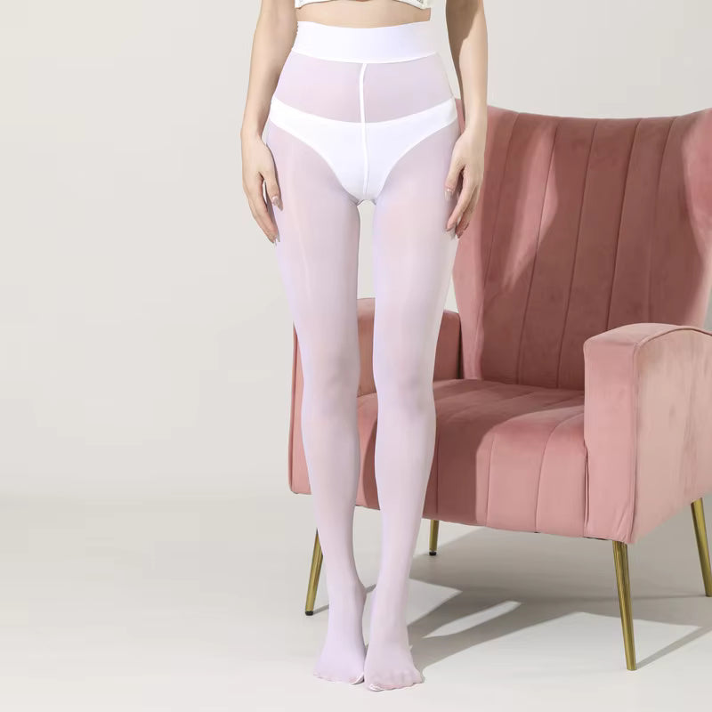 Women's High-Waist Sheer Tights - Silk Comfort, Oil Shimmery Nylons
