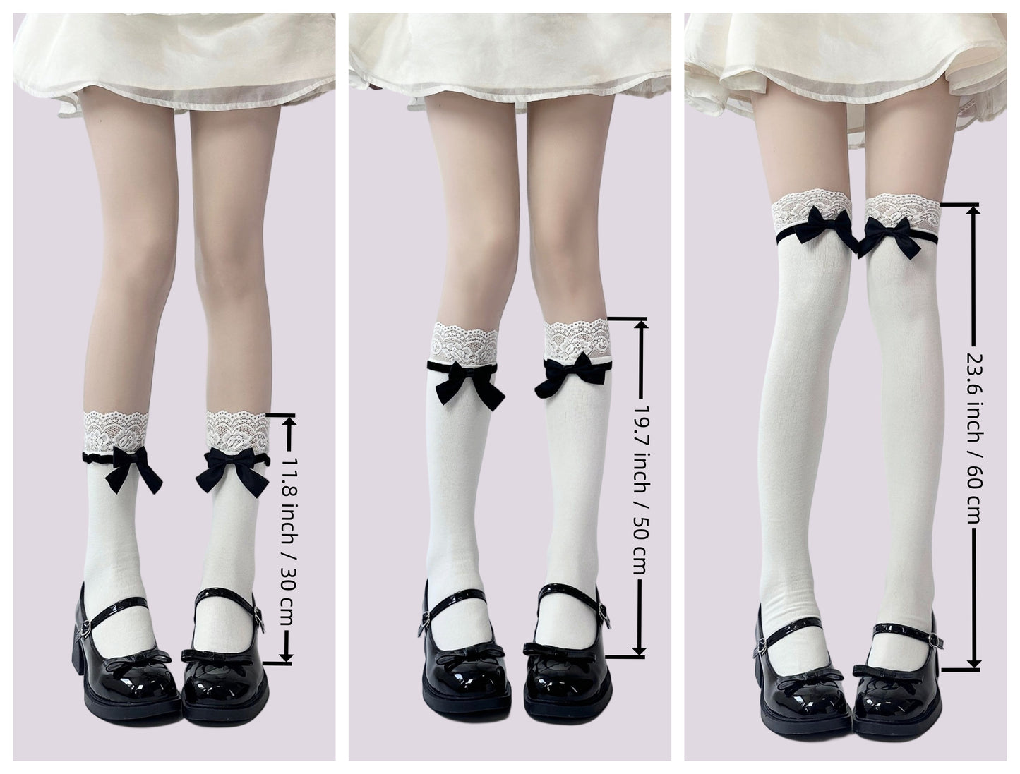 Japanese JK Bowknot Sweet Lace Lolita Mid-Calf Socks