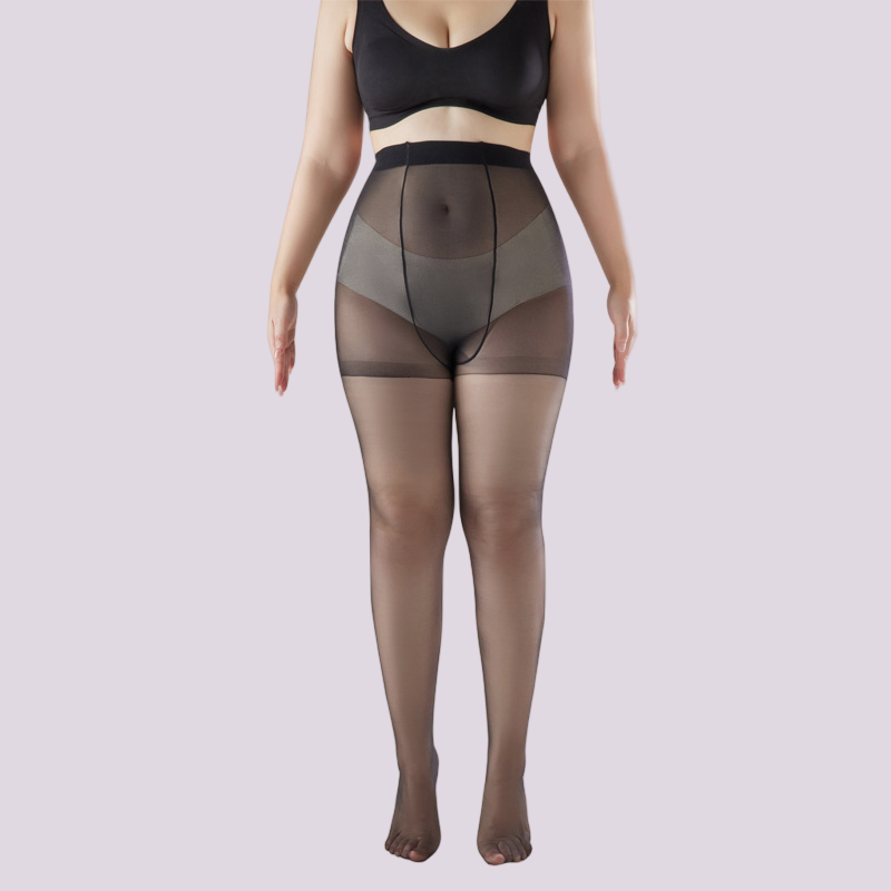 Plus-Size Solid Nylon Sheer Pantyhose