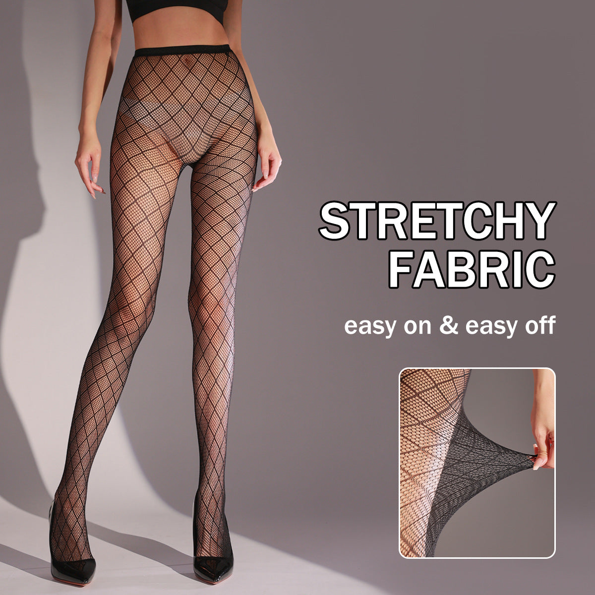 Semi-permeable Lace Polyester Net Pantyhose