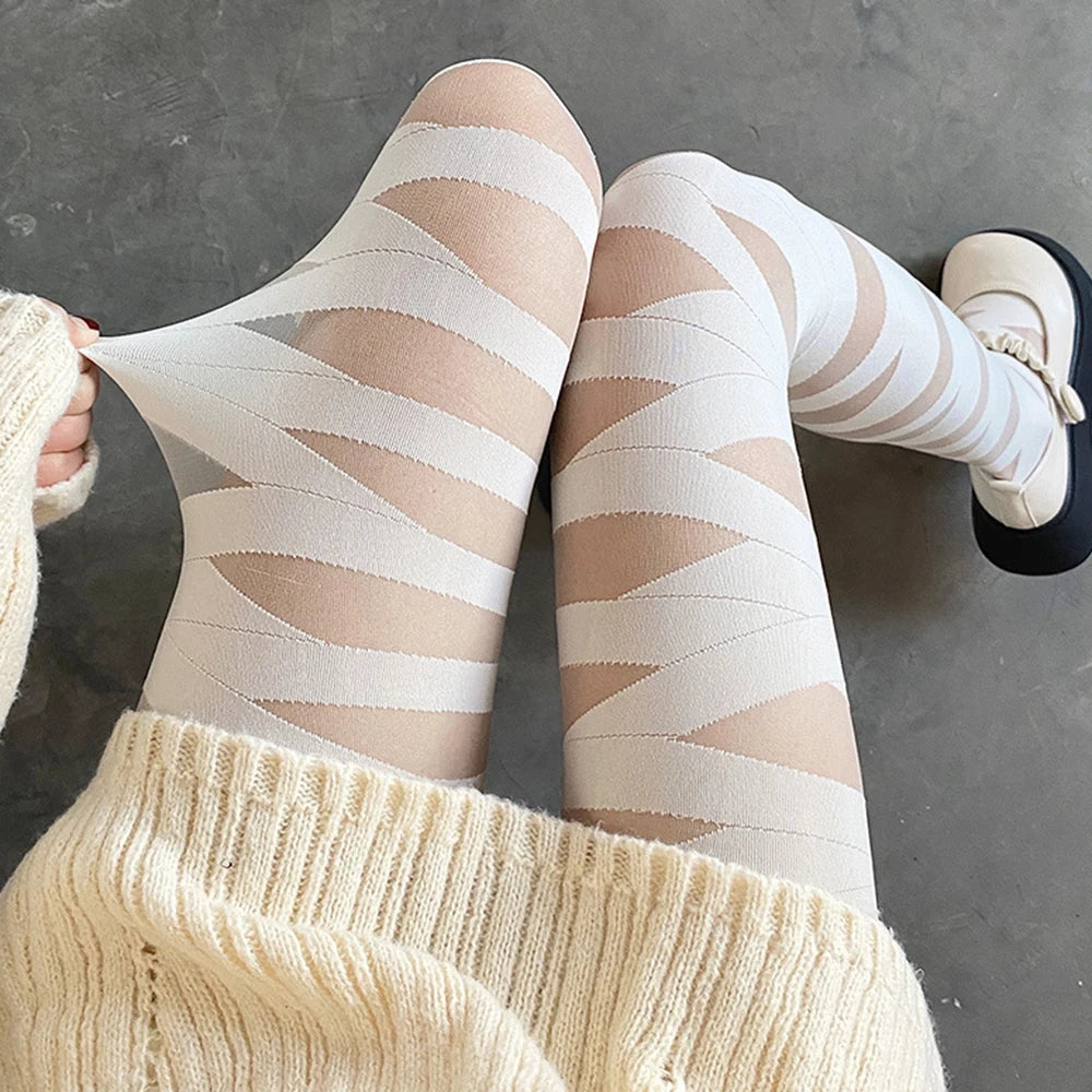 Gothic Cross Bandage Pantyhose for Women - SU