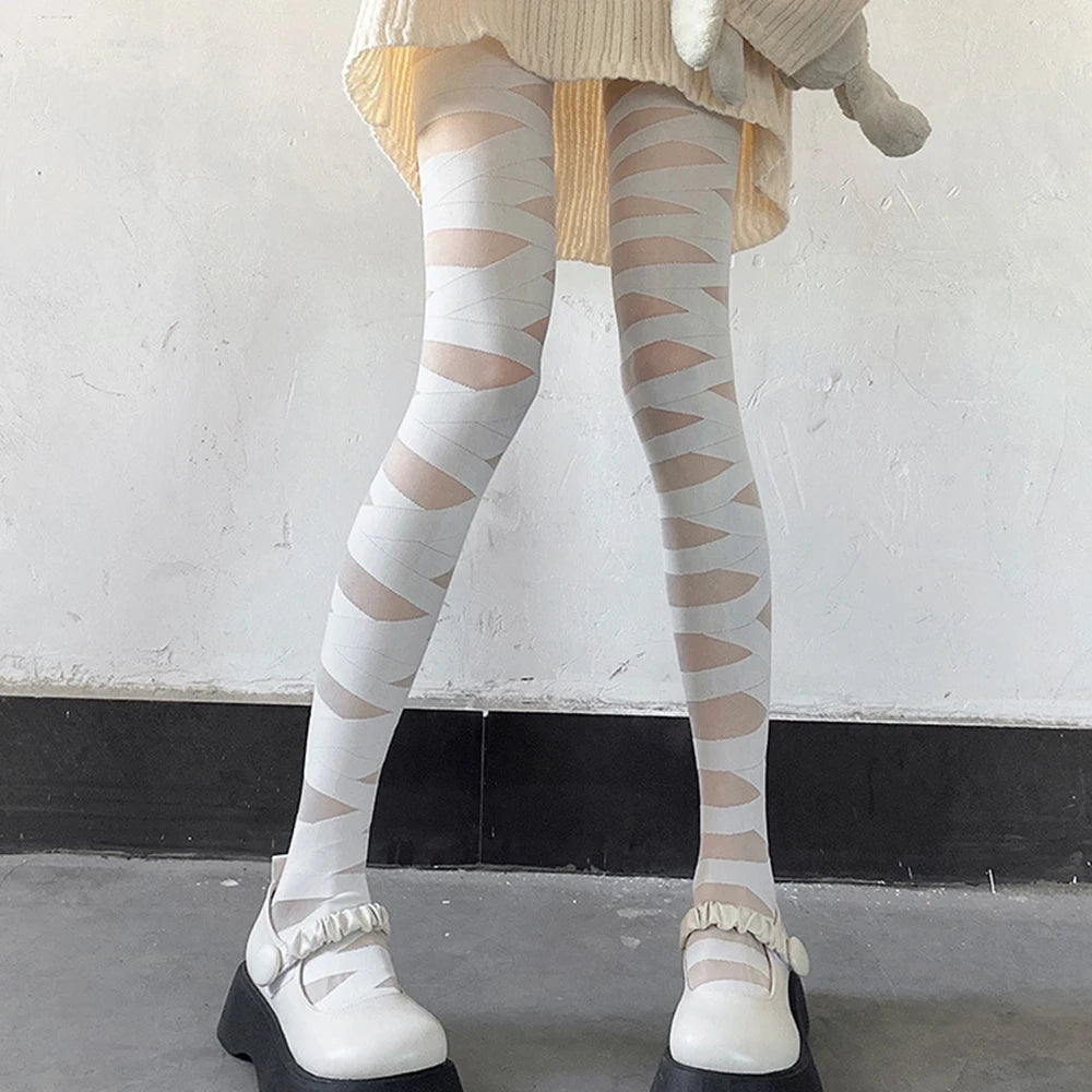Gothic Cross Bandage Pantyhose for Women - SU
